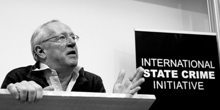 Robert Fisk launches the International State Crime Initiative (Photo: Dolly Clew)